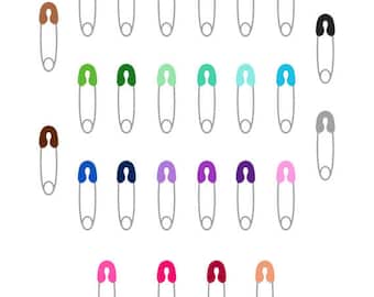 Safety Pins Set, Clip art, Collection, Colorful, Various, Tailor, Sewing,