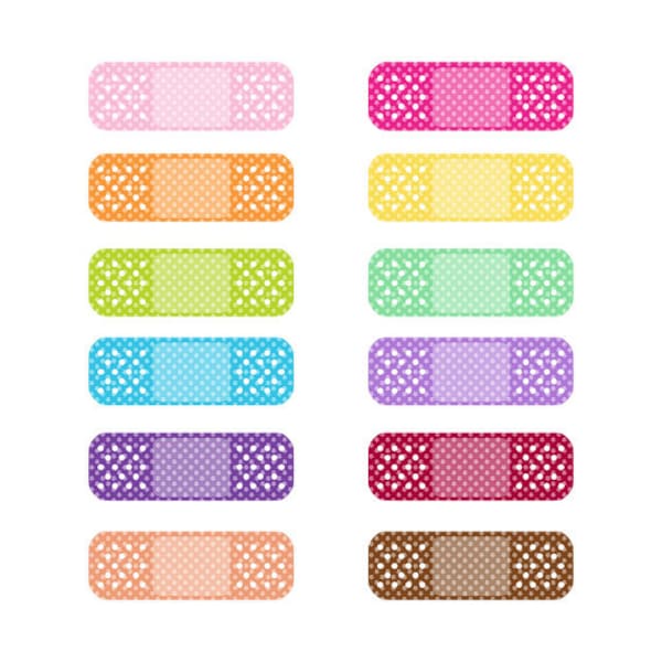 Colorful Band Aids Clip Art Set, Pattern, Collection, health, Adhesive