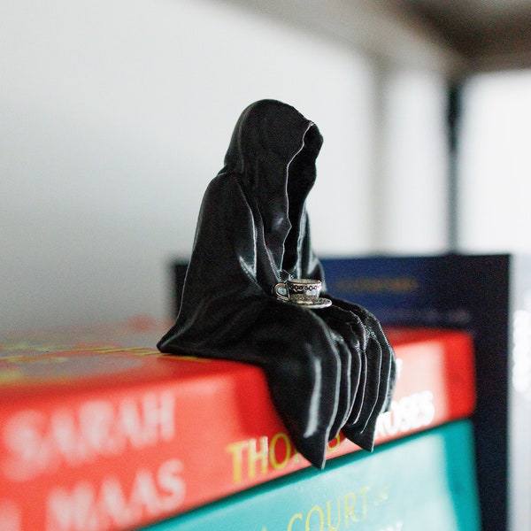 Grim Reaper Sitting Bookshelf Decor 3D Printed Death Figure Gift