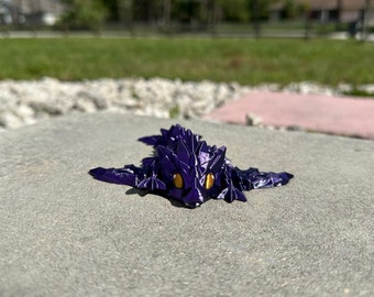 Black and Purple Dragon Small 3D Printed Articulated Dragon Bookshelf Decor Gift
