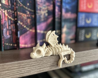Skeleton Shelf Sleeping Dragon Wyvern 3D Printed Bookshelf Decor Bookish Gift