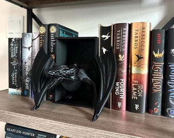 Dragon Book Nook Emerging Wyvern 3D Printed Bookshelf Decor Bookish Gift Fantasy
