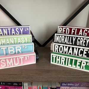Book Library Sign 3D Printed Bookshelf Decor Gift