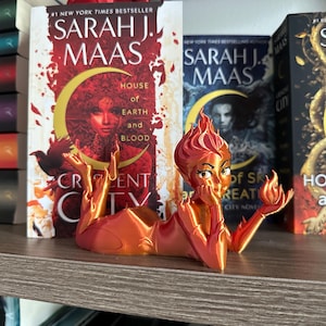 Fire Sprite 3D Printed Bookshelf Decor Bookish Gift