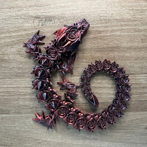 Rose Dragon 3D Printed Articulated Dragon Bookshelf Decor Gift