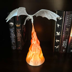 Dragon Lamp 3D Printed Fire Breathing Wyvern With Tea Light Bookshelf Decor Bookish Gift
