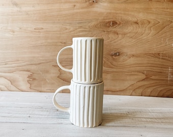 lined mug in oatmeal