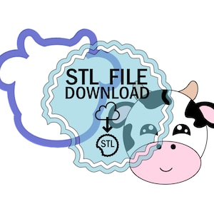 STL Digital Download Cookie Cutter - Cow Face #2 Cookie Cutter