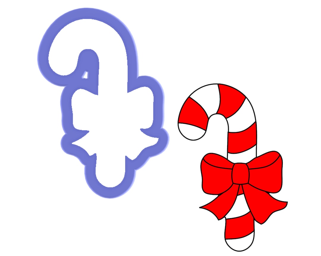 Candy Cane With Bow Cookie Cutter - Etsy