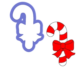 Lilaloa Candy Cane With a Bow Cookie Cutter or Fondant Cutter and Clay ...