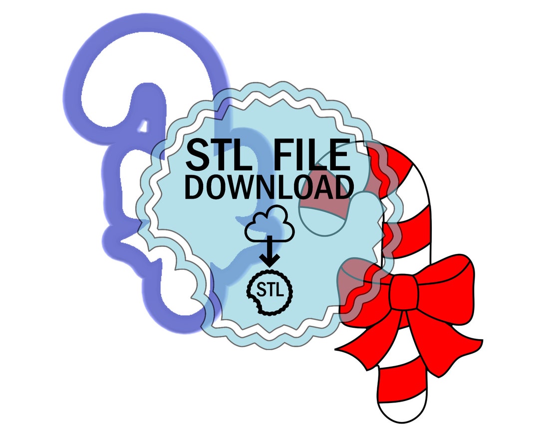 STL Digital Download Cookie Cutter - Candy Canes With Bow - Etsy