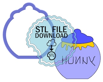 STL Digital Download Cookie Cutter - Honey Jar #2 - Cookie Jar -