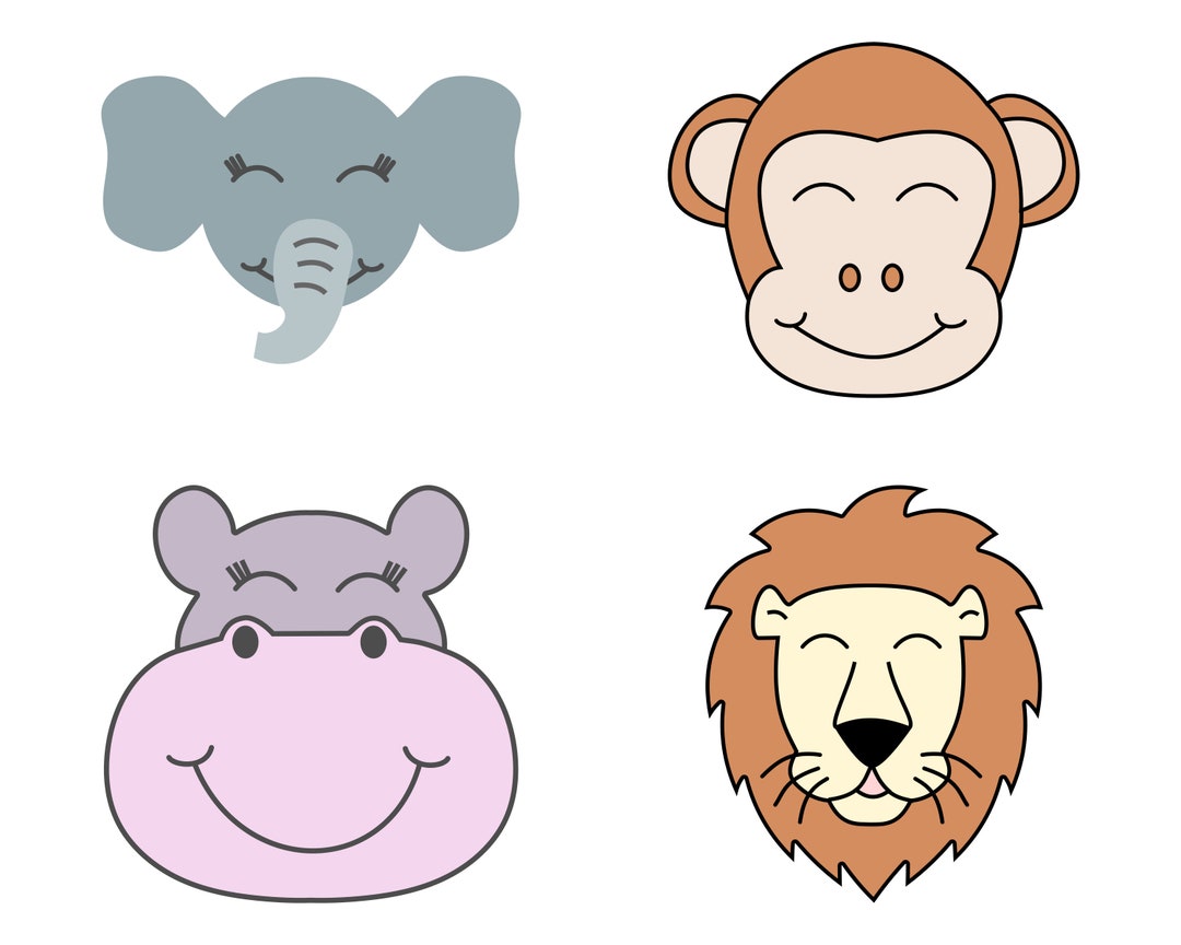 Jungle Safari Animal Faces Cookie Cutter Set Etsy