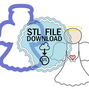 STL デジタルダウンロード クッキーカッター - エンジェル #1 クッキーカッター
