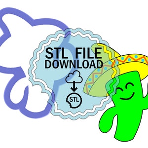 STL Digital Download Cookie Cutter - Cactus w/ Sombrero