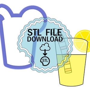STL Digital Download Cookie Cutter - Verre avec coin et paille