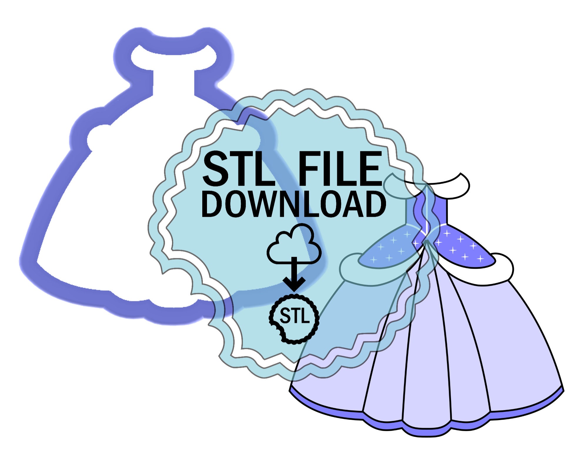 STL Digital Download Cookie Cutter - Dress #5