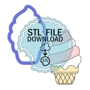 STL Digital Download Keksausstecher - Soft Serve Ice Cream on a Sugar Cone