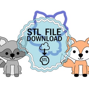 STL Digital Download Cookie Cutter - Woodland Fox - Raccoon
