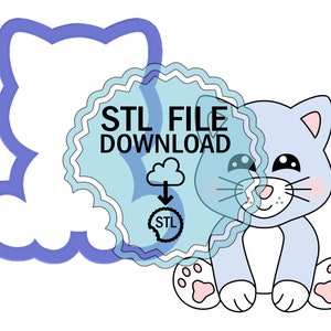 STL Digital Download Cookie Cutter - Cat Sitting