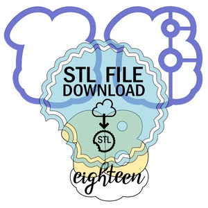 STL Digital Télécharger Cookie Cutter - Chubby Number 18 avec Cloud