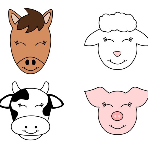 Farm Animal Faces 2 Cookie Cutter Set Etsy