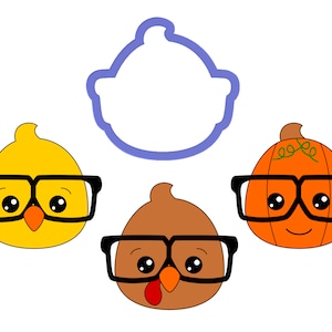 Nerd Turkey Face - Nerd Chicken Face - Nerd Pumpkin Cookie Cutter