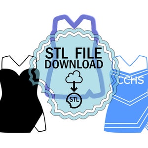STL Digital Download Cookie Cutter - Cheerleader Uniform - Little Black Dress -