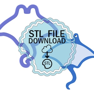 Puede incluir: Un sello azul y blanco con el texto "STL FILE DOWNLOAD" y una nube con una flecha hacia abajo que apunta al texto "STL".