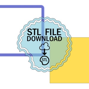 Puede incluir: Un sello azul y blanco con el texto "STL FILE DOWNLOAD" y una nube con una flecha hacia abajo que apunta al texto "STL".