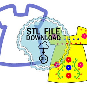 STL Digital Download Cookie Cutter - Dress - Puebla Dress - Baptism Dress - First Communion Dress -