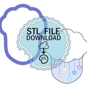 STL Digital Download Cookie Cutter - Cloud with Rain