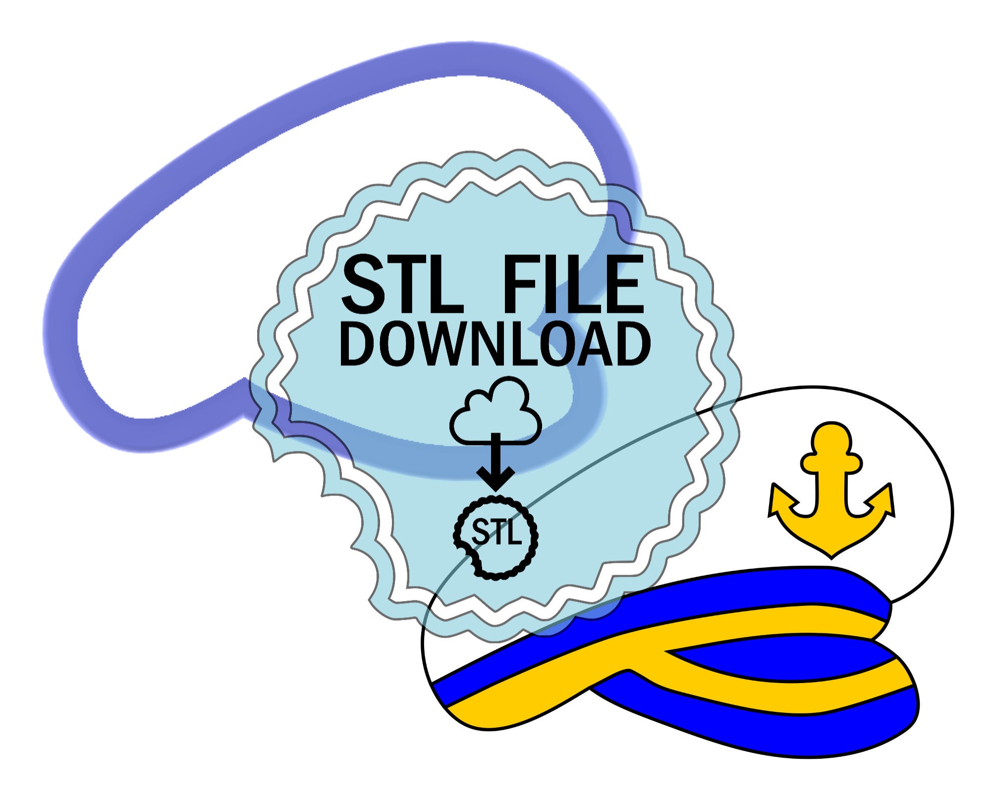 STL Digital Download Cookie Cutter - Ship Captain's Hat