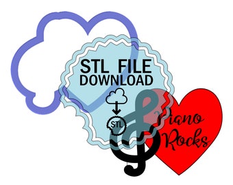 STL Digital Download Cookie Cutter - Heart with Treble Clef