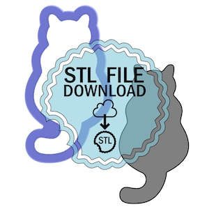 STL Digital Download Cookie Cutter - Back of Cat Cookie Cutter