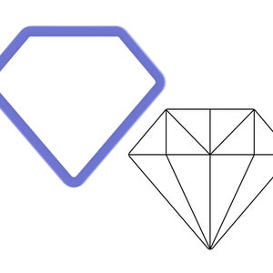 May include: A blue diamond-shaped outline with a black and white diamond inside. The diamond inside is divided into triangles.