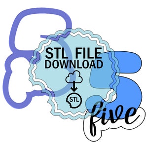 STL Digital Download Cookie Cutter - Gordito número 5 con esquema de script