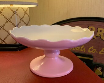 1956 Hull Pottery Sun Valley Pastel Footed Compote Pedestal Cake Stand 159 10.5”