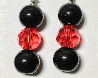 Black And Red Dangle Earrings