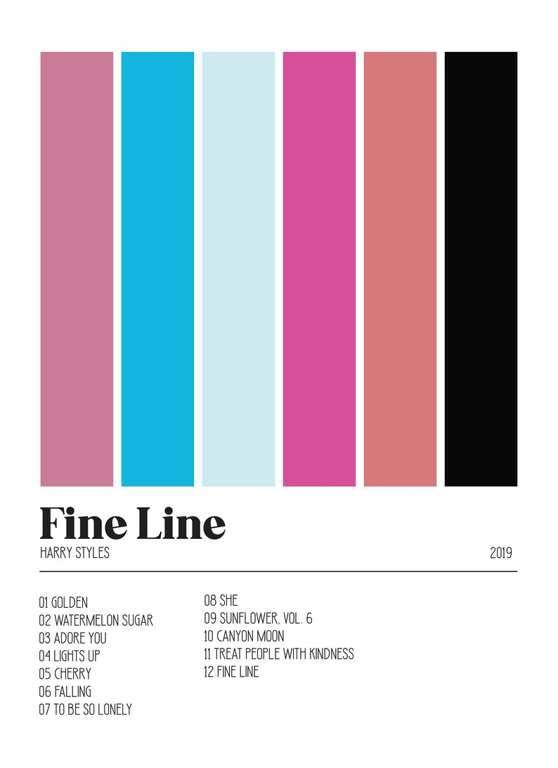 Harry Styles Fine Line Album Cover Color Palette Album Etsy