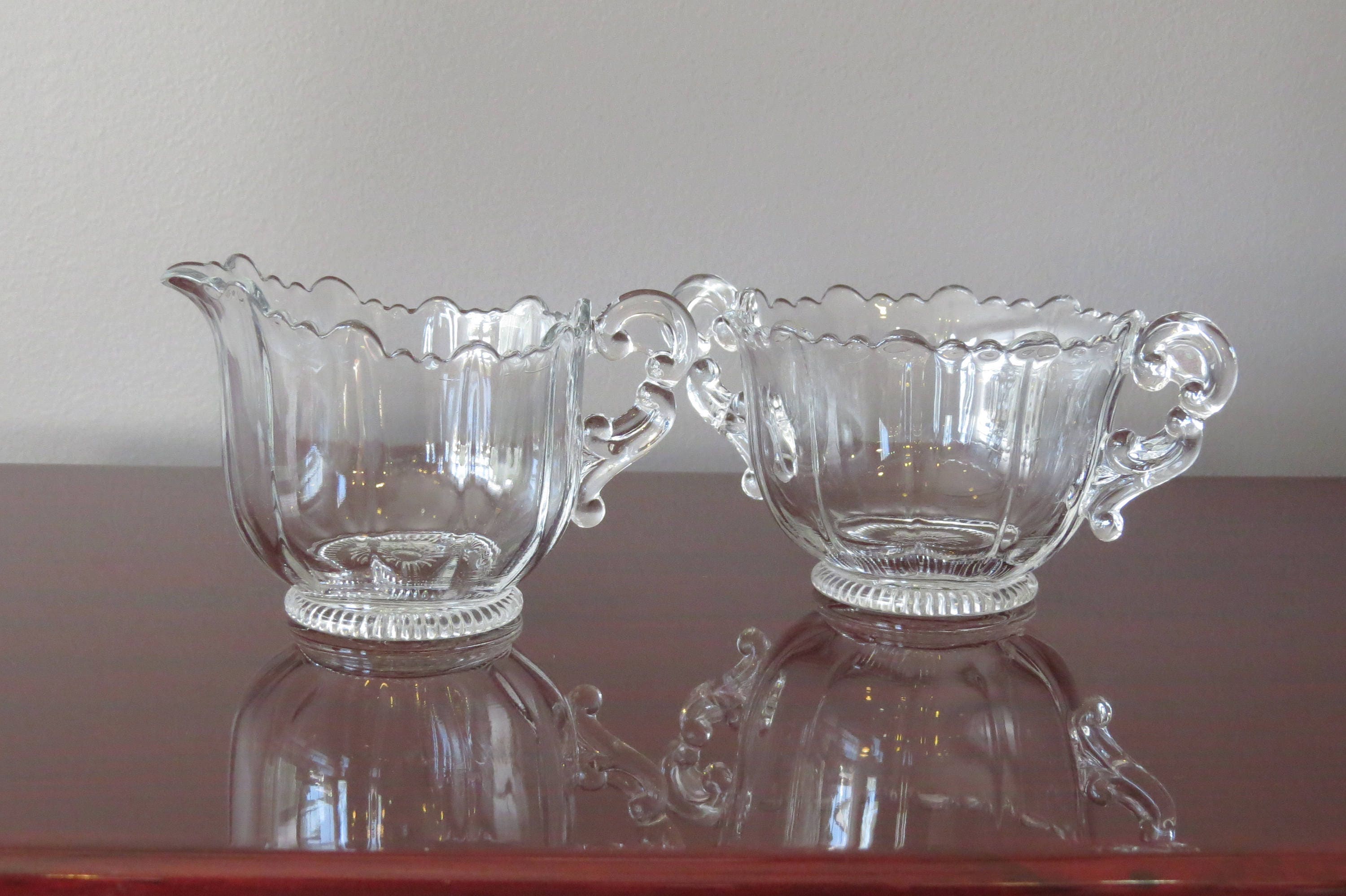 Vintage Cambridge Glass in the Martha Ribbed Pattern Footed Creamer and ...