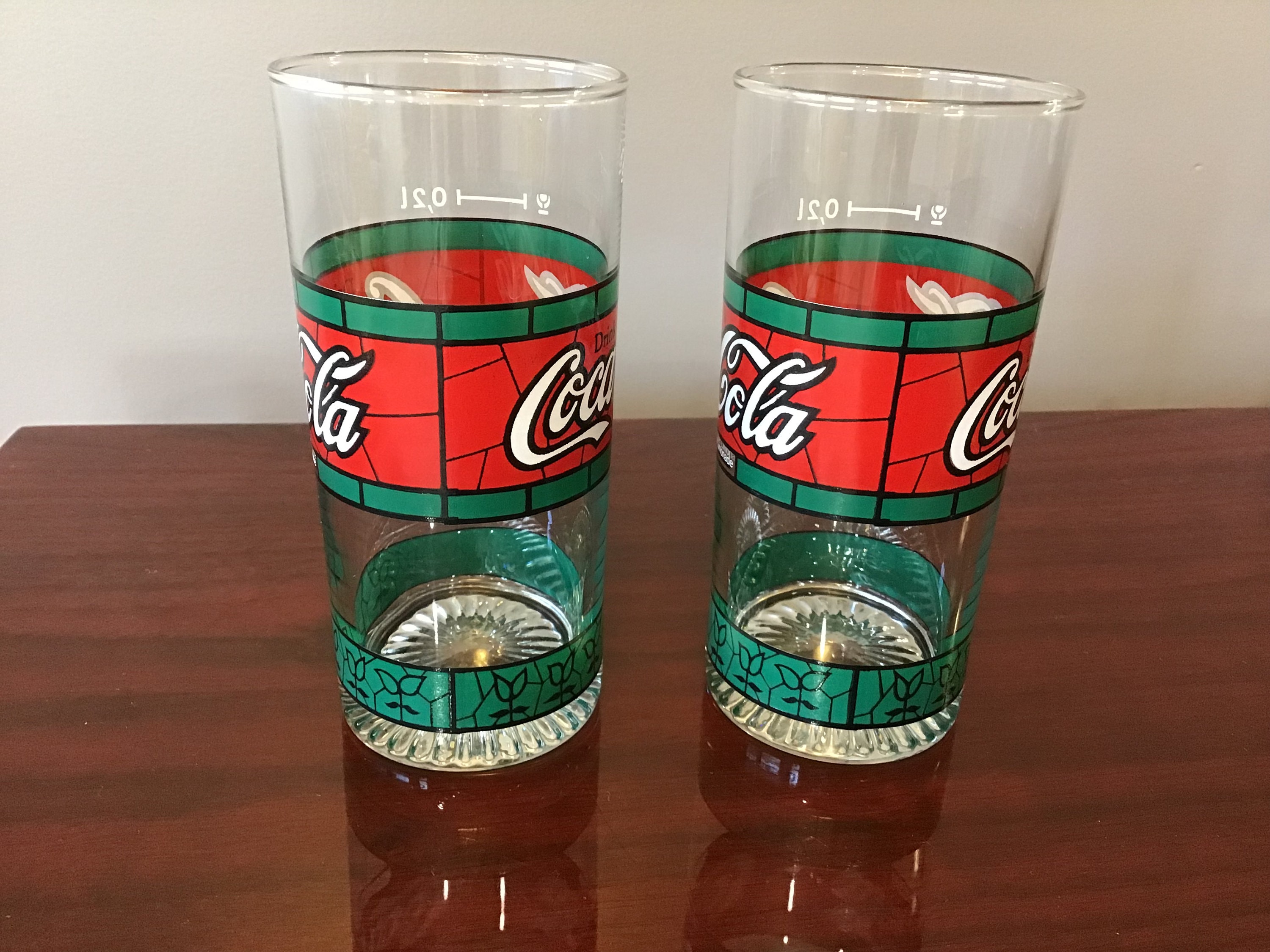 Coca Cola Stained Glass Cups Drinking Glasses Tiffany Style Coke