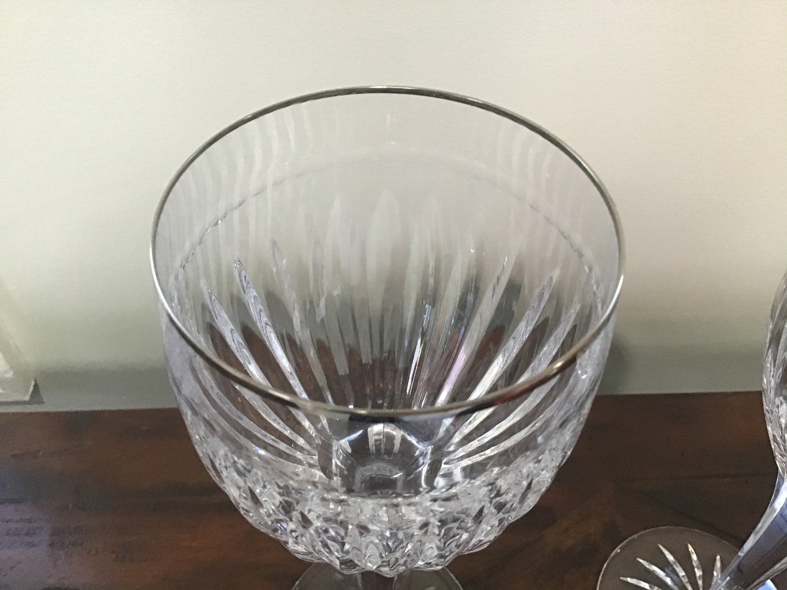 Miller Rogaska Infinity Crystal Wine Glasses or Goblets With Platinum ...