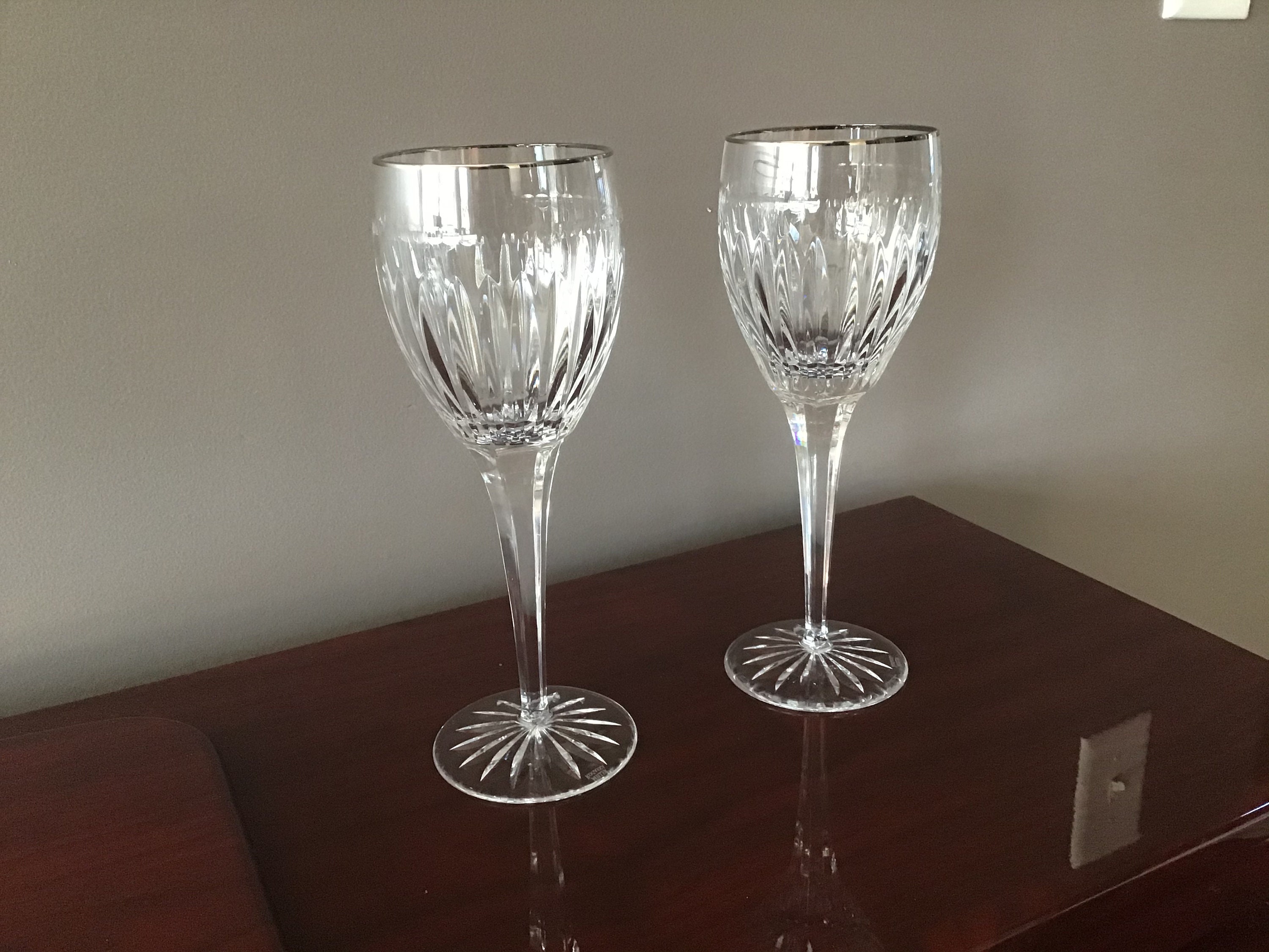 Miller Rogaska Infinity Crystal Wine Glasses or Goblets With Platinum ...