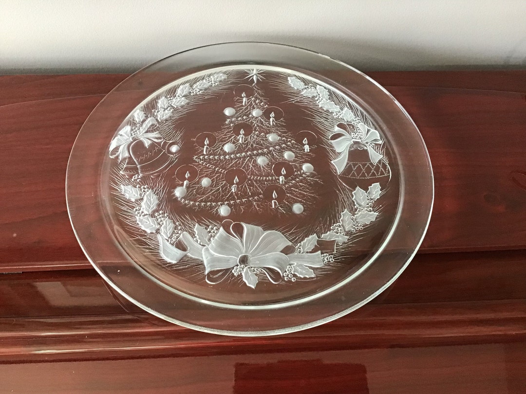 Vintage Glass Christmas Tree Platter Made in France by Duralex Etsy