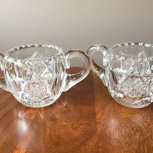 Pressed Glass Creamer and Sugar Set Etsy