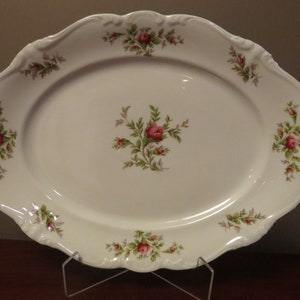 Antique Johann Haviland Bavaria Germany Victorian Moss Rose Platter with Green Crown Backstamp circa 1920s