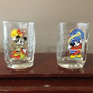 Disney World 2000 Celebration Glasses made in France for McDonalds Epcot and Animal Kingdom Mickey Mouse Set