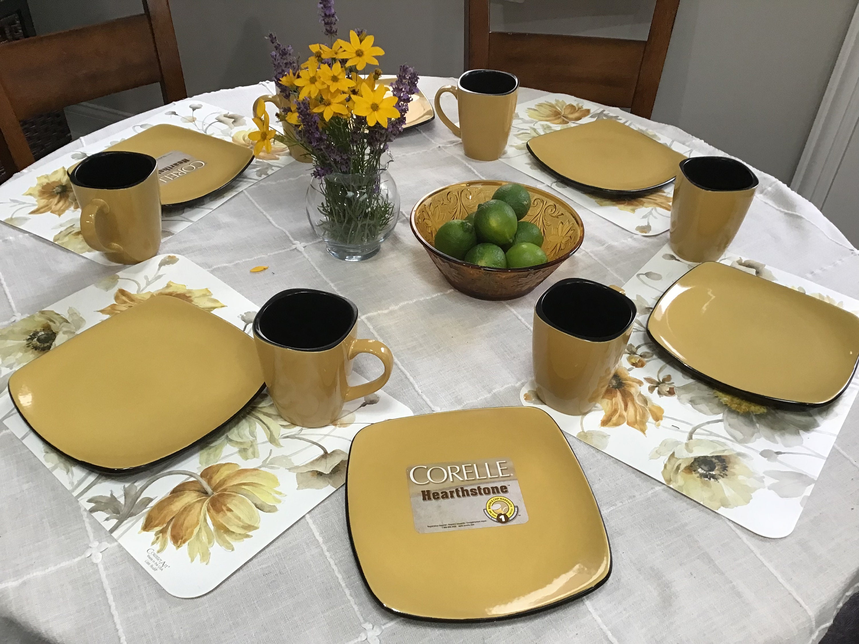 Corelle Hearthstone Tumeric Yellow and Black With Contemporary