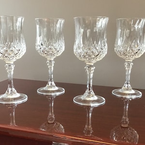 Vintage Cristal D’Arques Durand Longchamp French White Wine Glasses Full Lead Crystal